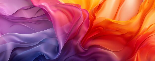 Photo colorful abstract background with flowing silk fabric in vibrant purple pink red and orange hues