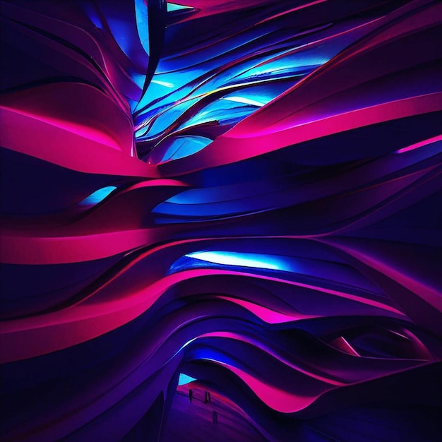 A colorful abstract background with a purple and blue striped pattern.