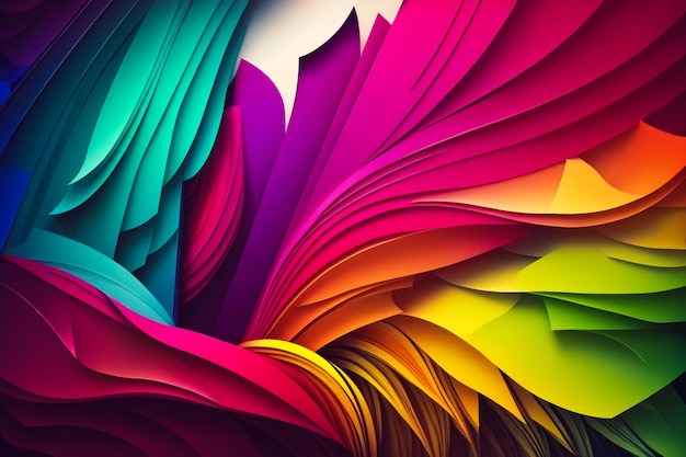 Colorful abstract background with swirls of paper Generative AI