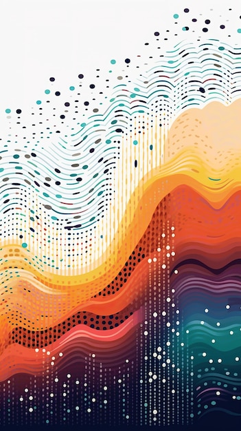 A colorful abstract background with waves and dots generative ai image