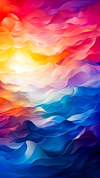 Colorful abstract background with wavy lines and rainbow hue Generative AI