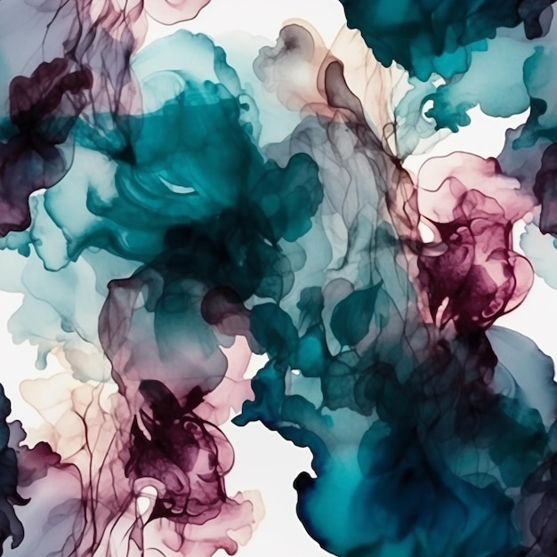 A colorful abstract background with a white background and a pink and green paint splatter