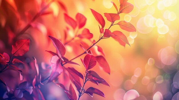 Colorful Abstract Bokeh Foliage CloseUp Image