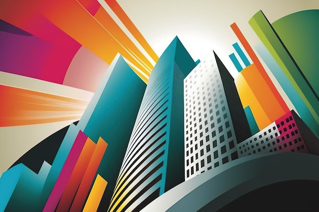 Colorful abstract business building illustrations for background digital design and prints