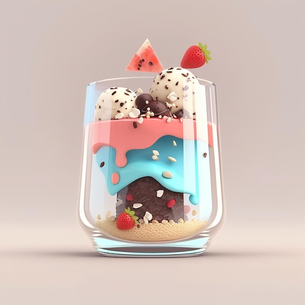 Colorful abstract candies or food in glass pot concept art