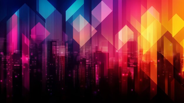 Photo a colorful and abstract cityscape design featuring geometric shapes symbolizing growth innova