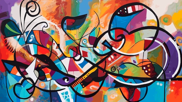 A colorful abstract design that captures the energy and movement Modern contemporary art