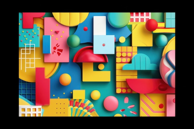 Colorful abstract design with geometric shapes and patterns