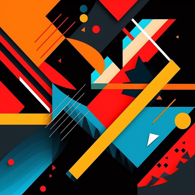 a colorful abstract design with a red and blue background