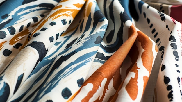 Photo colorful abstract fabric patterns with bold brushstrokes and artistic designs