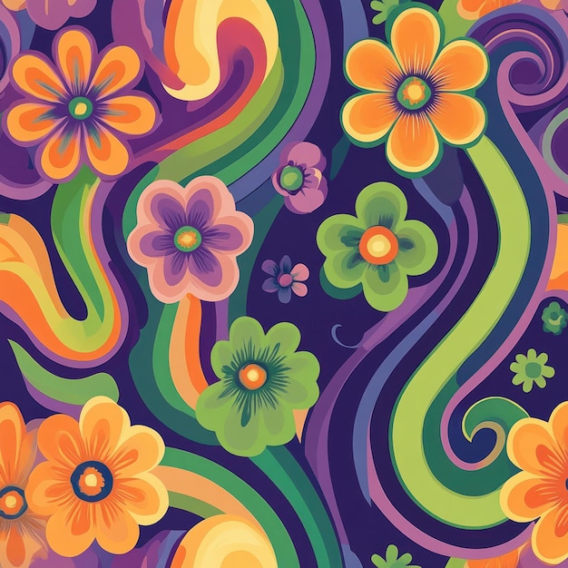 Photo colorful abstract floral pattern with swirling lines