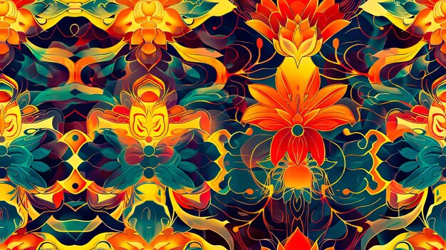 Photo a colorful abstract floral pattern