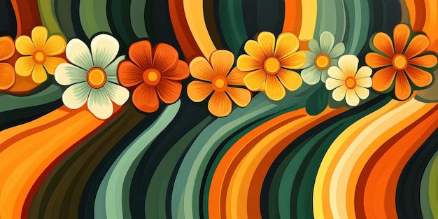 Photo colorful abstract flower pattern with curved lines