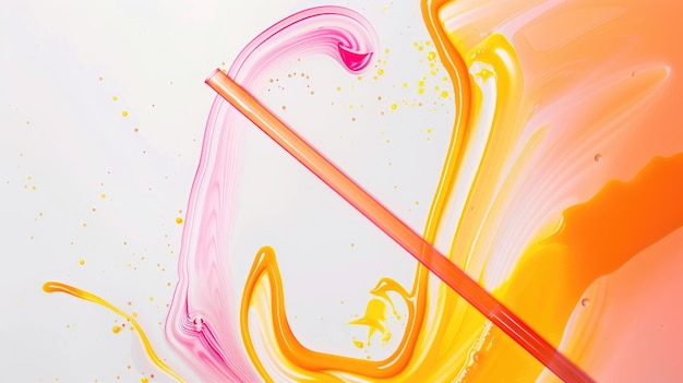 Colorful abstract fluid art with vibrant pink orange and yellow hues