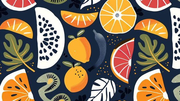 Colorful Abstract Fruit Pattern Illustration