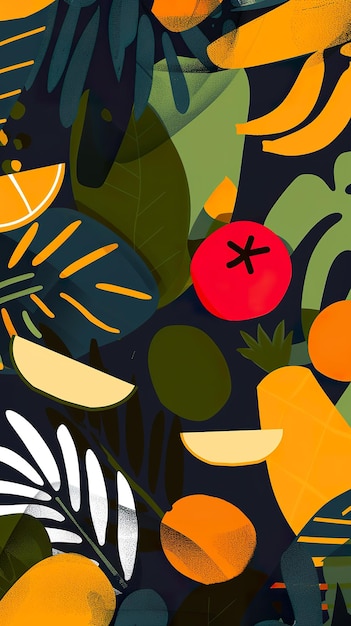 Colorful Abstract Fruit Pattern Illustration