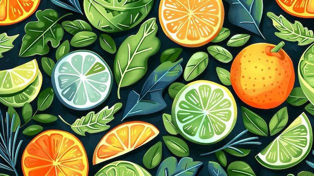 Colorful Abstract Fruit Pattern Illustration