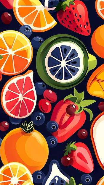 Colorful Abstract Fruit Pattern Illustration