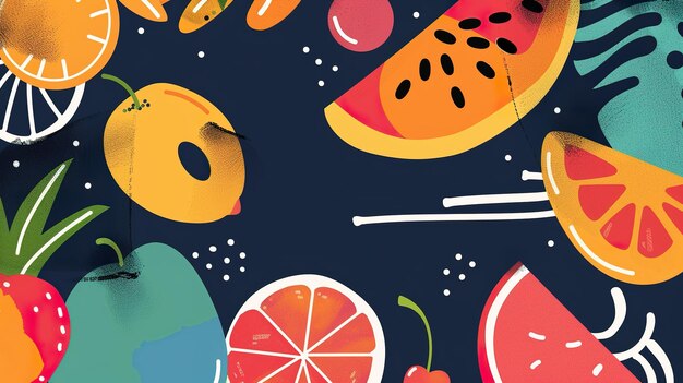 Colorful Abstract Fruit Pattern Illustration