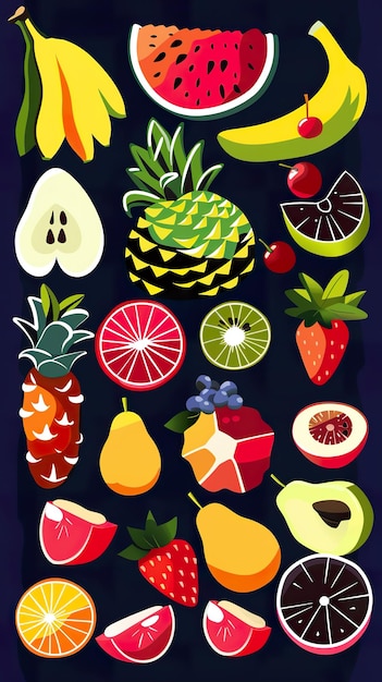 Colorful Abstract Fruit Pattern Illustration