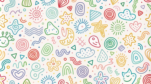 Photo colorful abstract hand drawn pattern