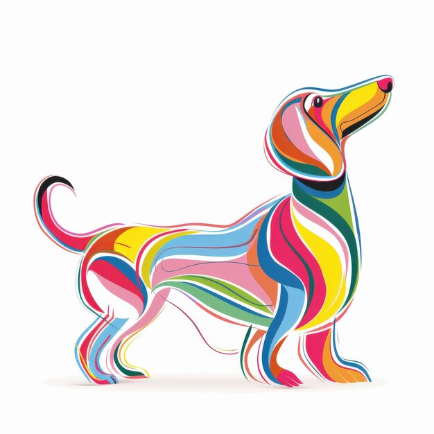 Photo colorful abstract illustration of a dachshund dog