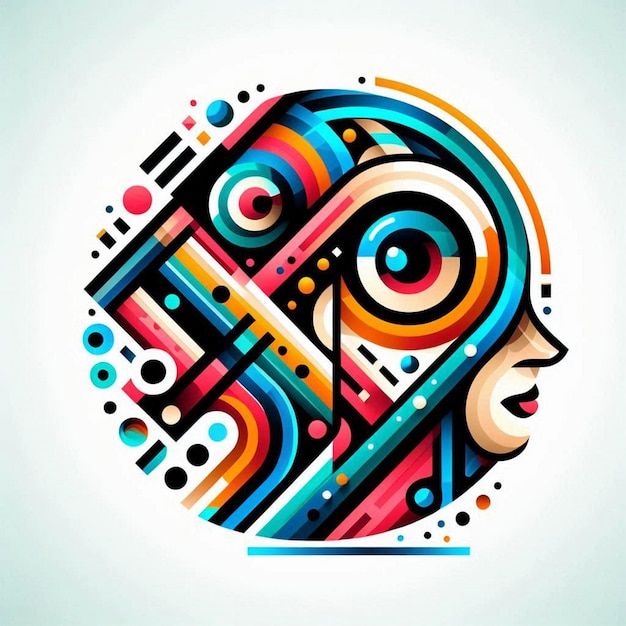 Photo a colorful abstract illustration of a face with a face and a multicolored background