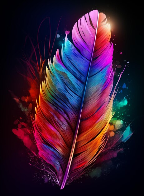 Colorful abstract illustration of feather quill