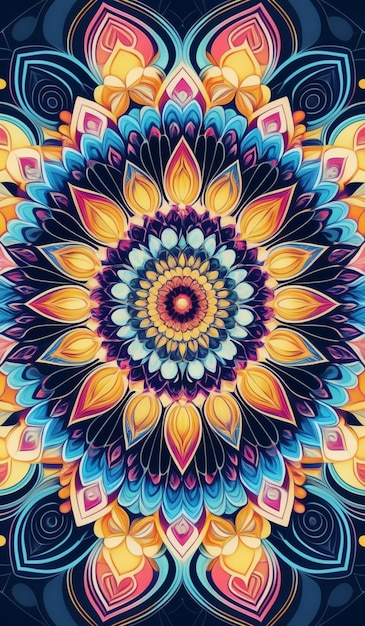 a colorful abstract illustration of a mandala made with the colors