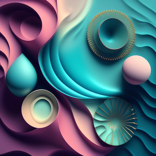 A colorful abstract illustration with a water drop design.