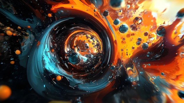 Photo a colorful abstract image of a circle of fire and water