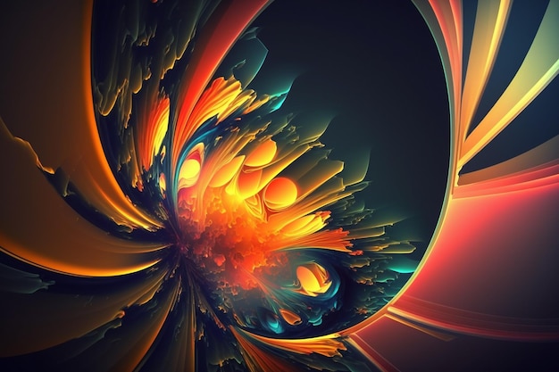 A colorful abstract image of a flower with the word fractal on it.