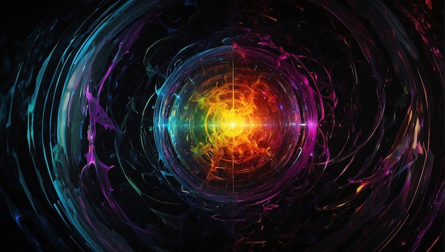 a colorful abstract image of a spiral with multicolored lines