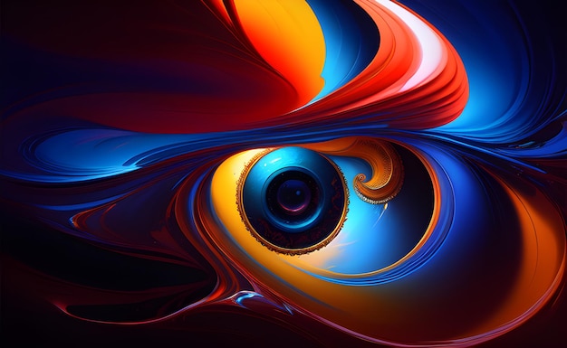 A colorful abstract image of a spiral with the word eye on it.