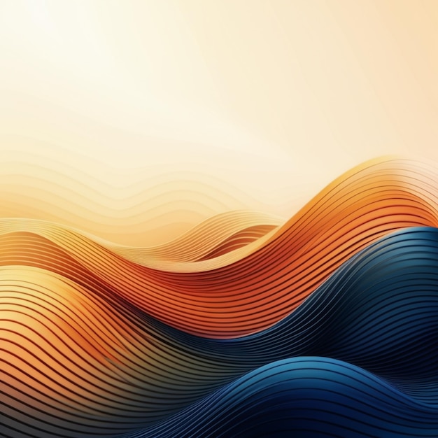 a colorful abstract image of waves and a blue and orange background