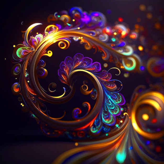 A colorful abstract image with a spiral design in the middle.