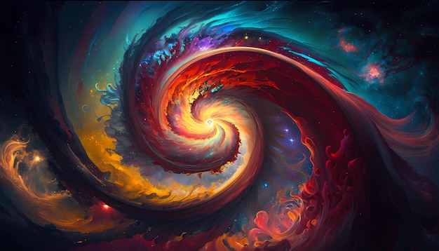 A colorful and abstract interpretation of a galaxy digital art illustration