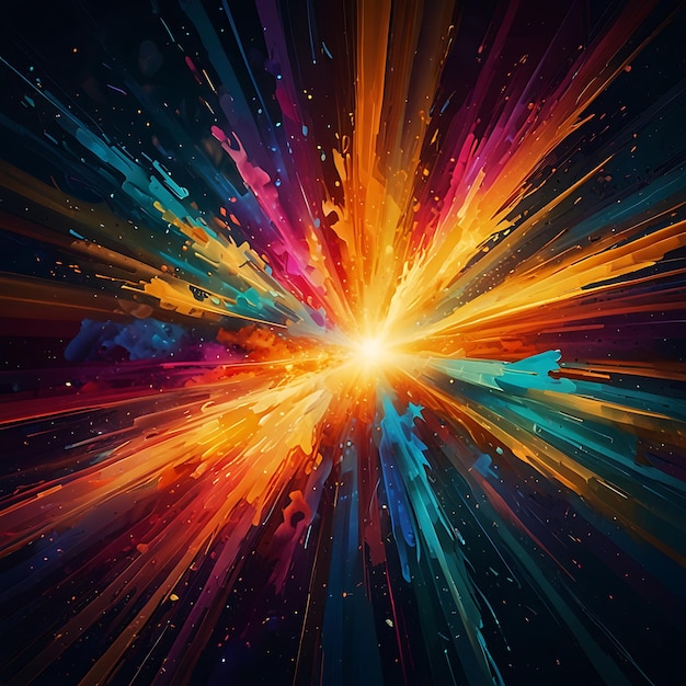 Photo colorful abstract light forms creating a dynamic explosion with vibrant visuals and energetic patter