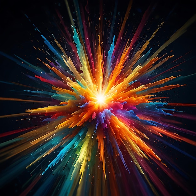 Photo colorful abstract light forms creating a dynamic explosion with vibrant visuals and energetic patter