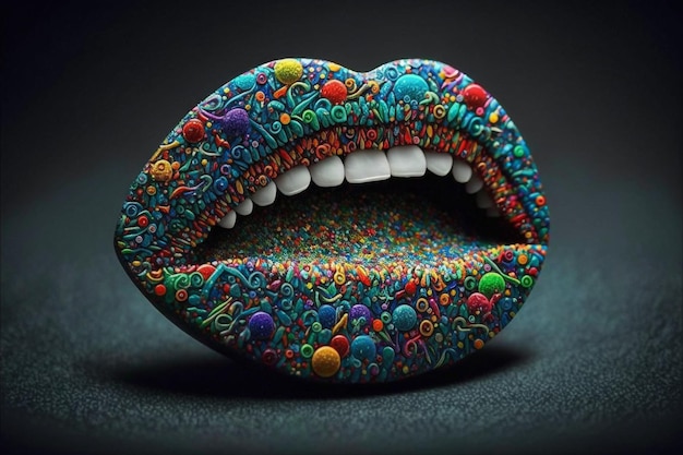 Colorful abstract lsd lips mouth illustration Generative AI