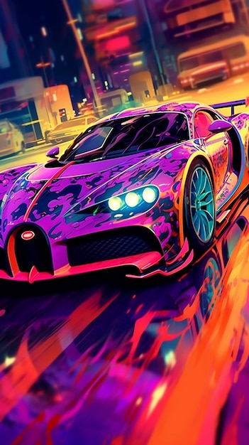 Colorful abstract modern sports car