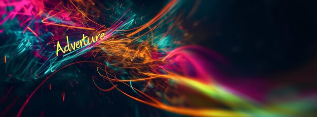 Photo colorful abstract motion design with adventure text