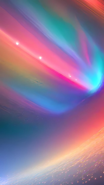 A colorful abstract painting background with a rainbow colored light in the middle