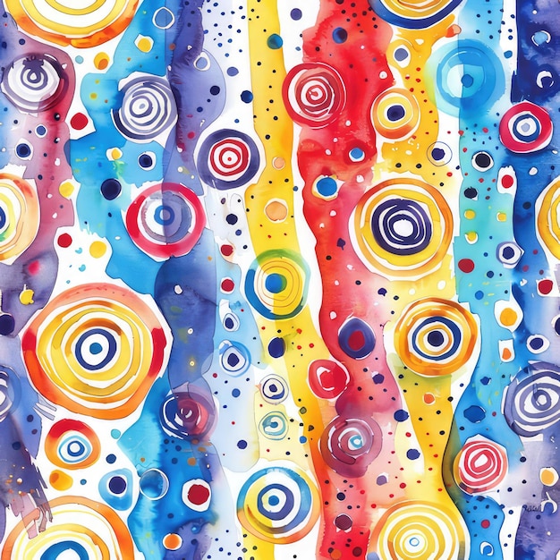 a colorful abstract painting of circles and circles