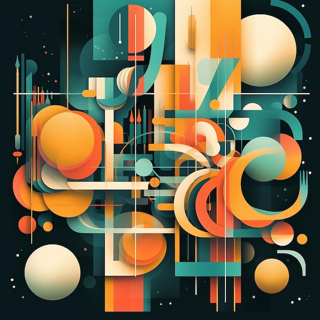 a colorful abstract painting of a different shapes and shapes