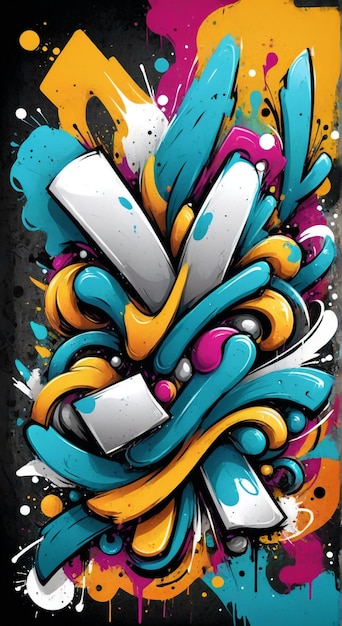 a colorful abstract painting of a letter v