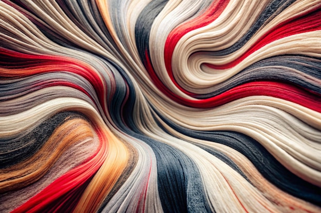 a colorful abstract painting of a long hair of multicolored hair