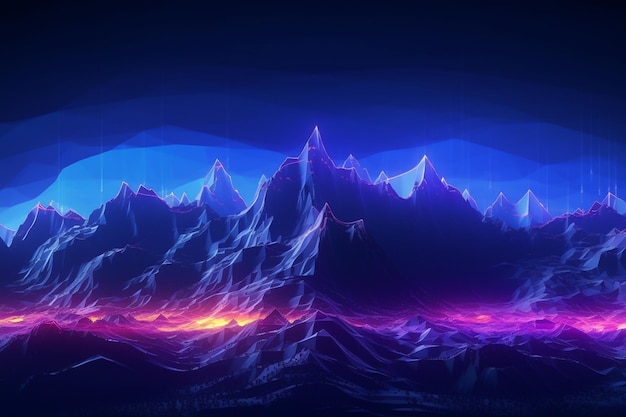 A colorful abstract painting of a mountain with a colorful background.