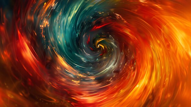 a colorful abstract painting of a rainbow colored spiral