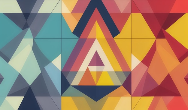 a colorful abstract painting of a triangle with a triangle on the top